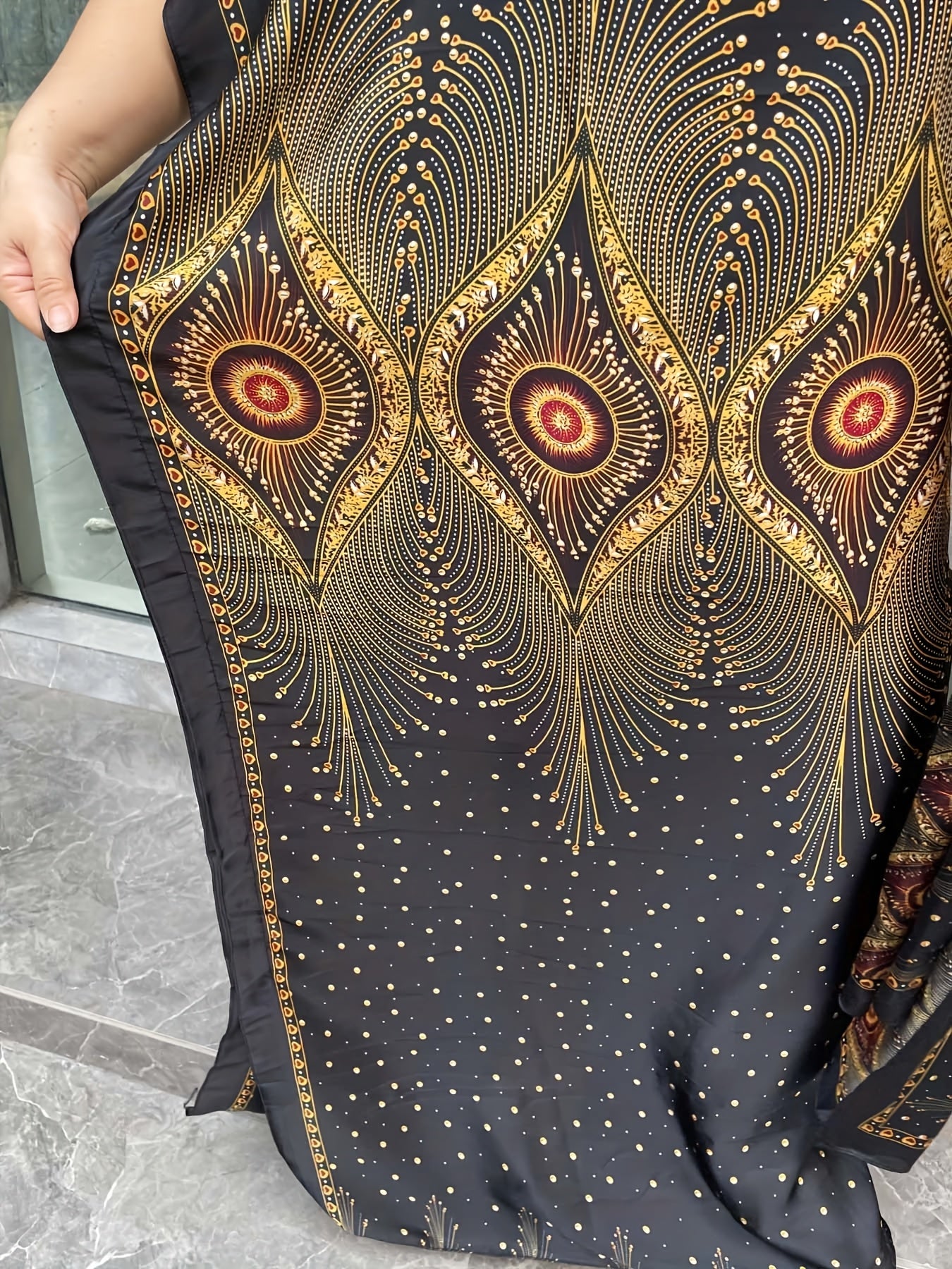 Plus Size Floral Print Longline Dress Short Sleeve Crew Neck Summer Women's Clothing