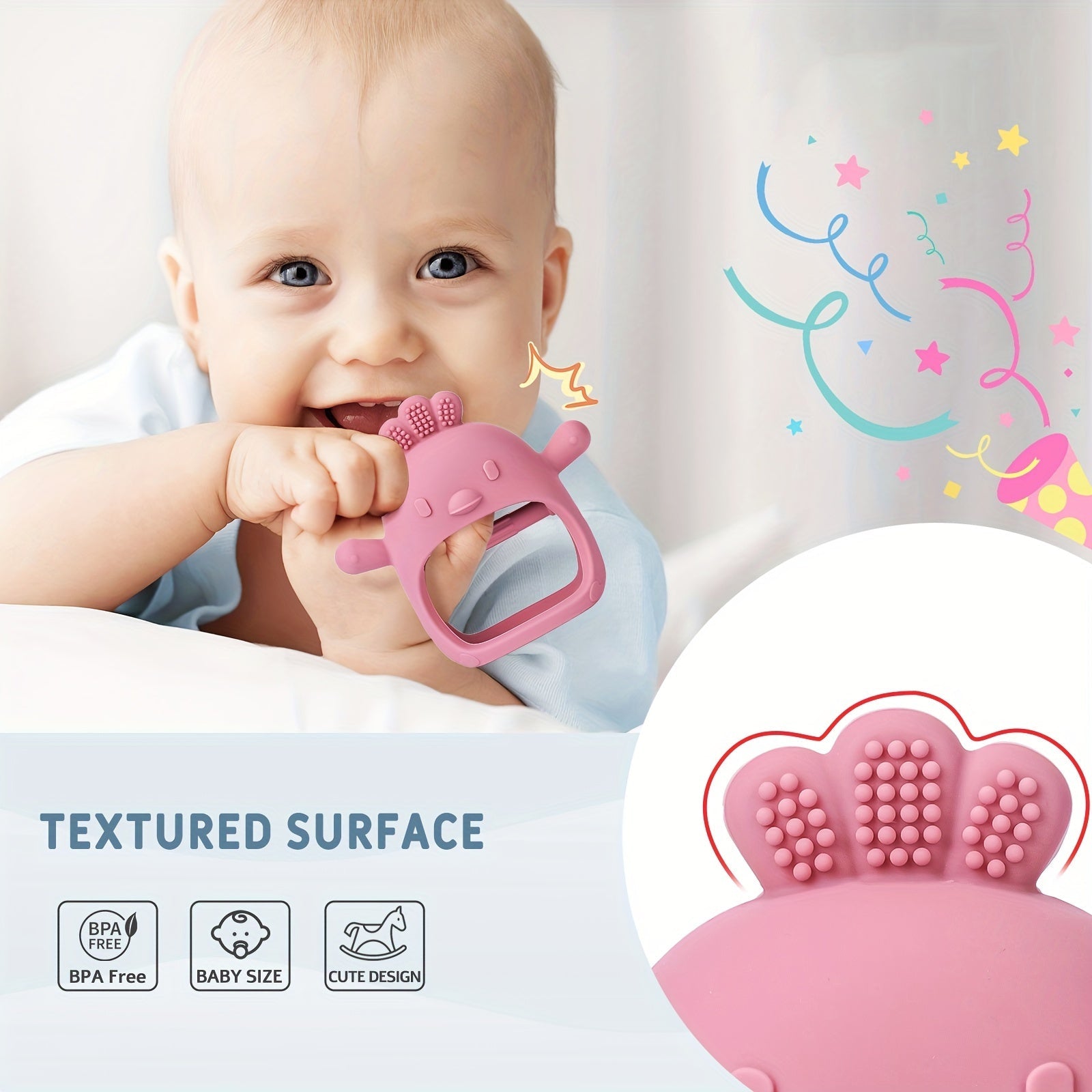 Baby Silicone Teether for Babies with Animal Designs Rabbit and Chick BPA Free Soft Texture