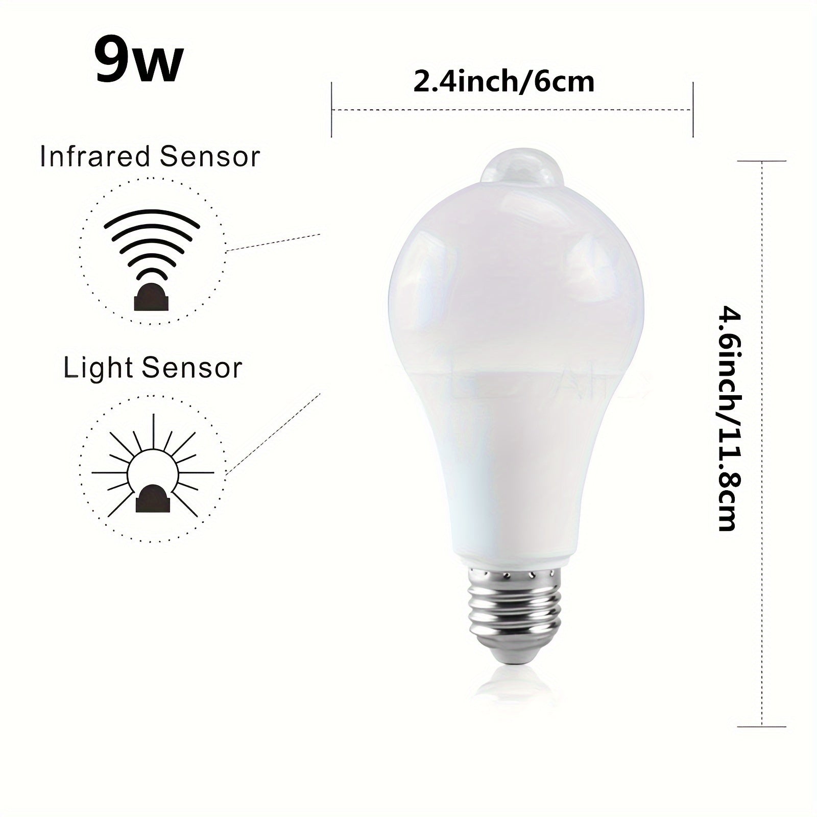 Human Body Sensing LED Light Bulb with Infrared Sensor for Indoor Ceiling Lighting