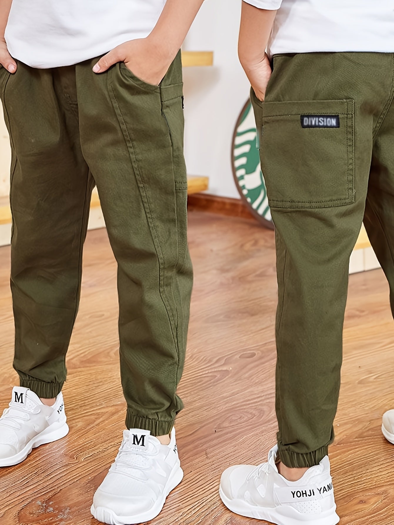 Yigitlar uchun Cargo shimlar, paxta, bir xil rang, kundalik, bolalar uchun elastik belbog'li dungarees