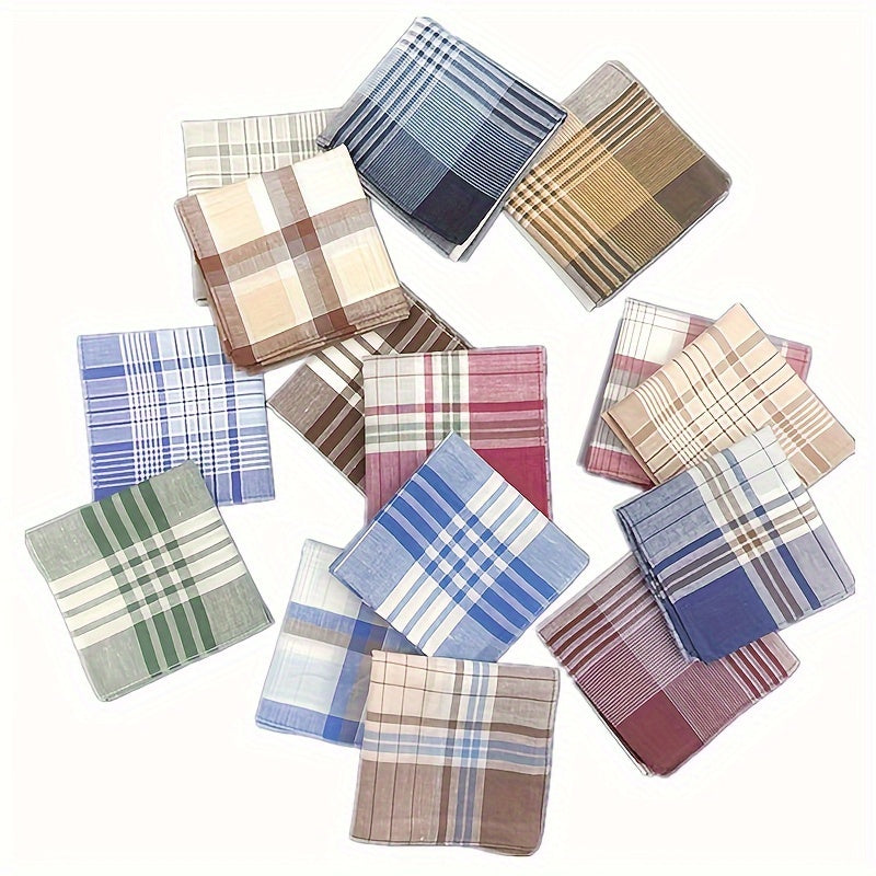 Set of 12 Men's and Women's Cotton Handkerchiefs in Assorted Colors and Styles