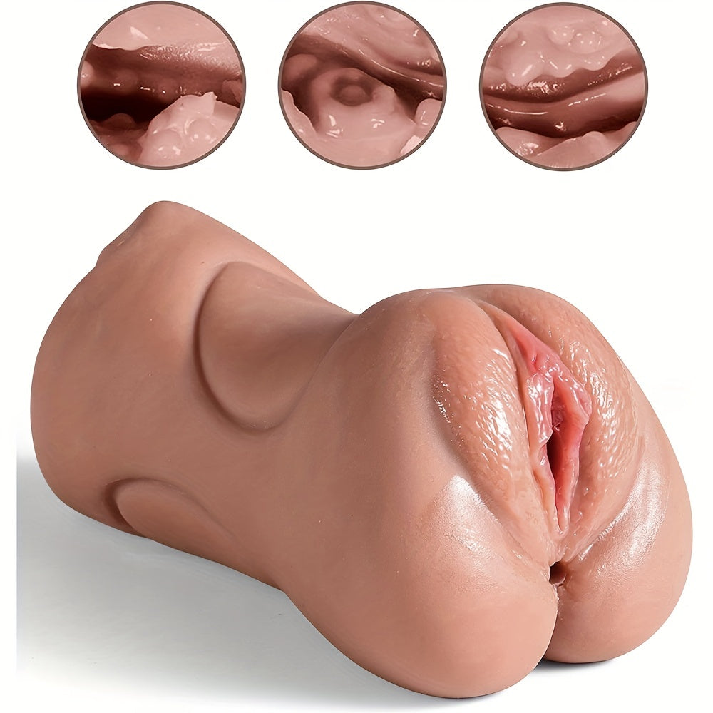 Erkaklar uchun Masturbator Pocket Pussy Ikki tomonlama Realistik 17.5cm Teksturalangan Vagina