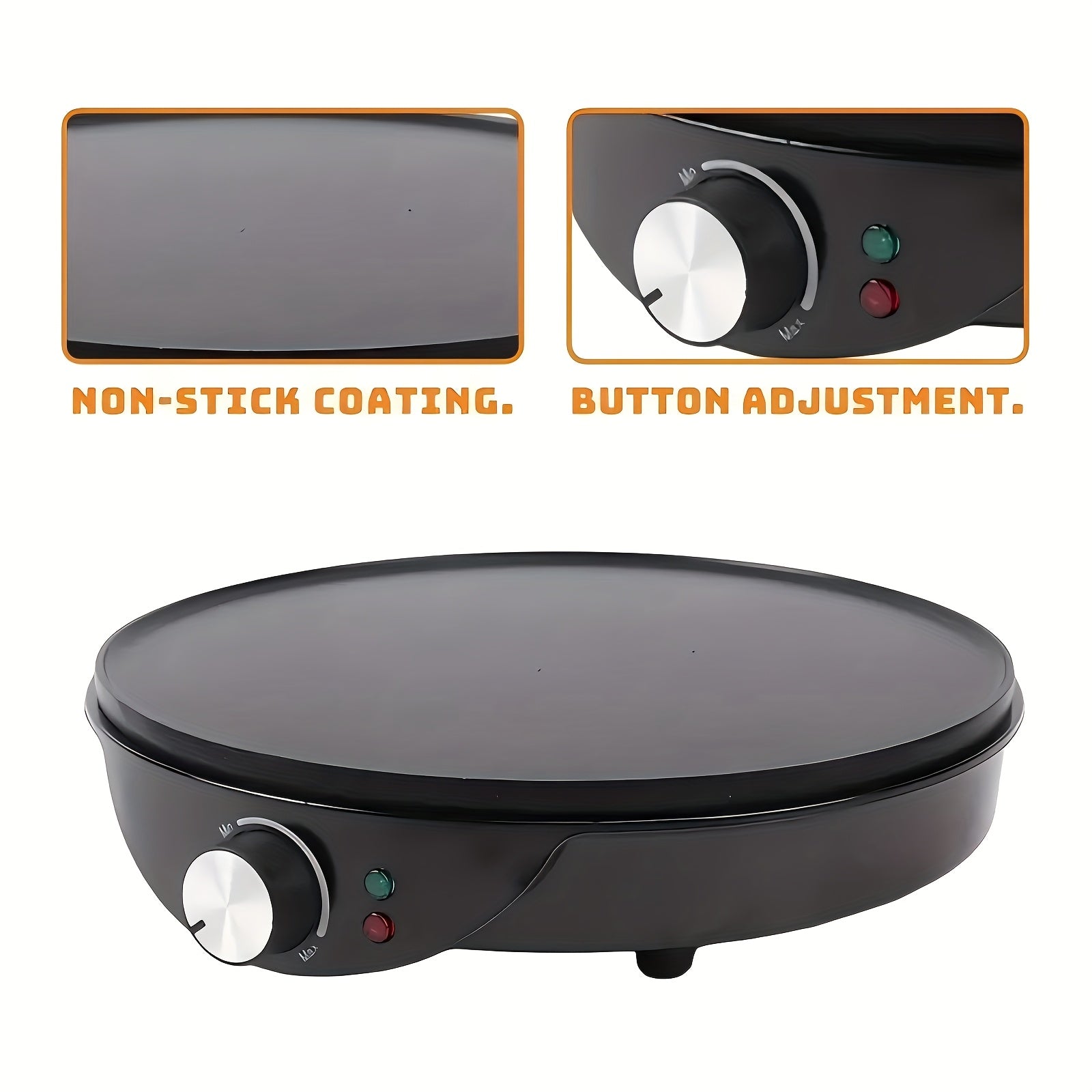 Электрическая антипригарная сковорода для блинов и блинчиков диаметром 25 см, круглая, черная