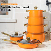 Juego de utensilios de cocina de acero inoxidable de 6 piezas, antiadherente, apto para lavavajillas, con tapas de vidrio