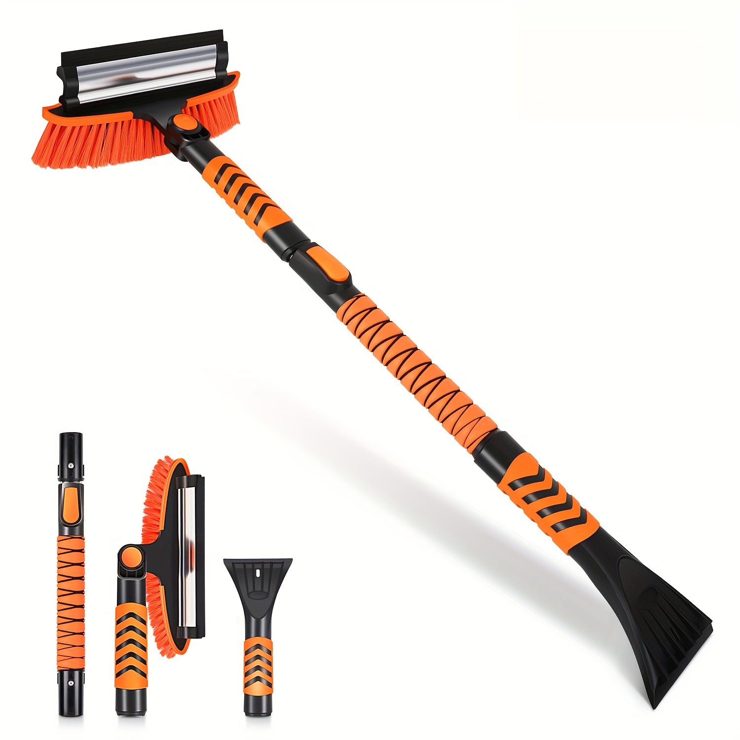 Winter Snow Broom and Ice Scraper Set with Extendable Shovel and Gloves