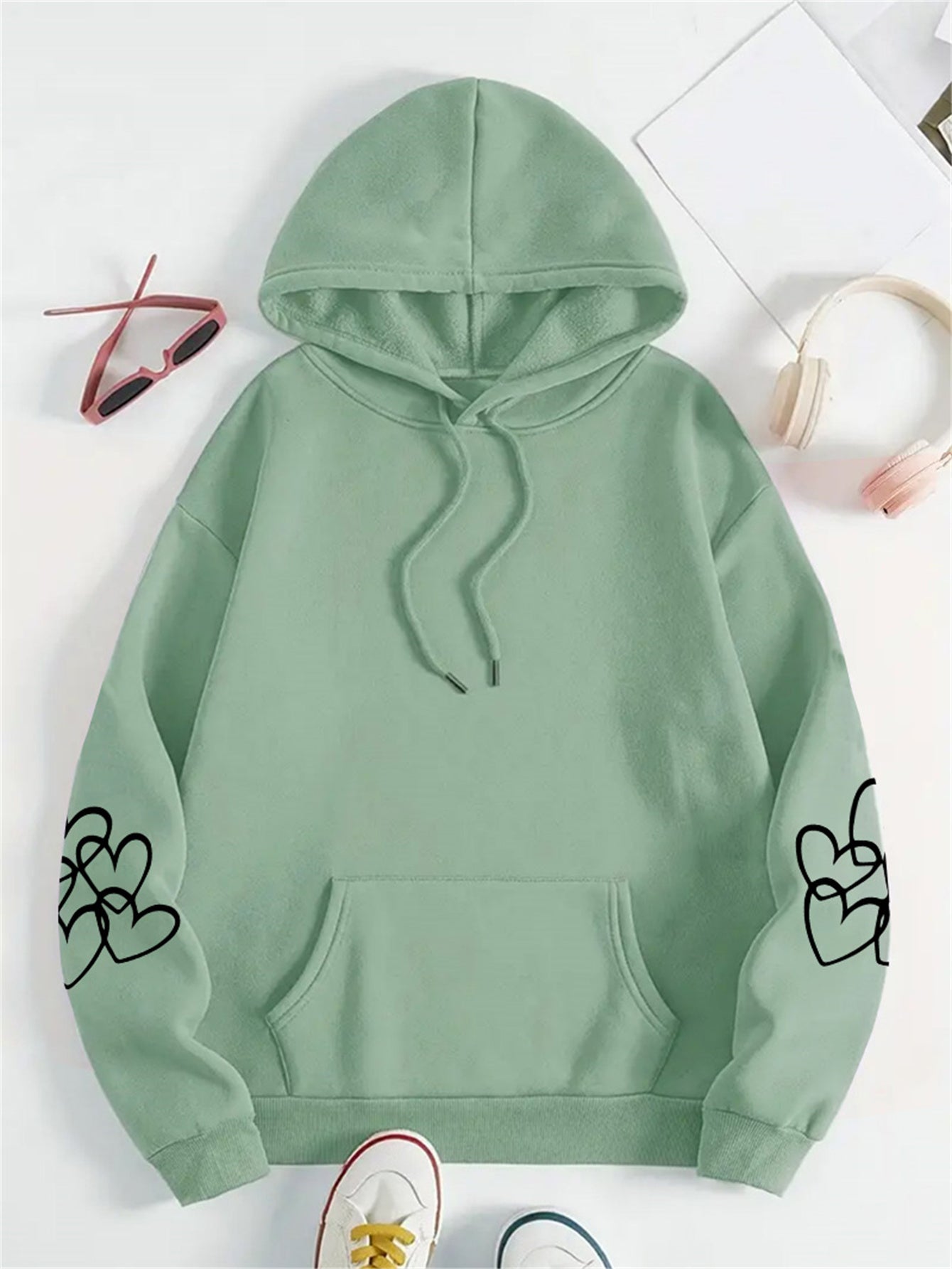 Women's Oversized Cozy Hoodie Brown Highland Cow Print Long Sleeve Pullover Casual