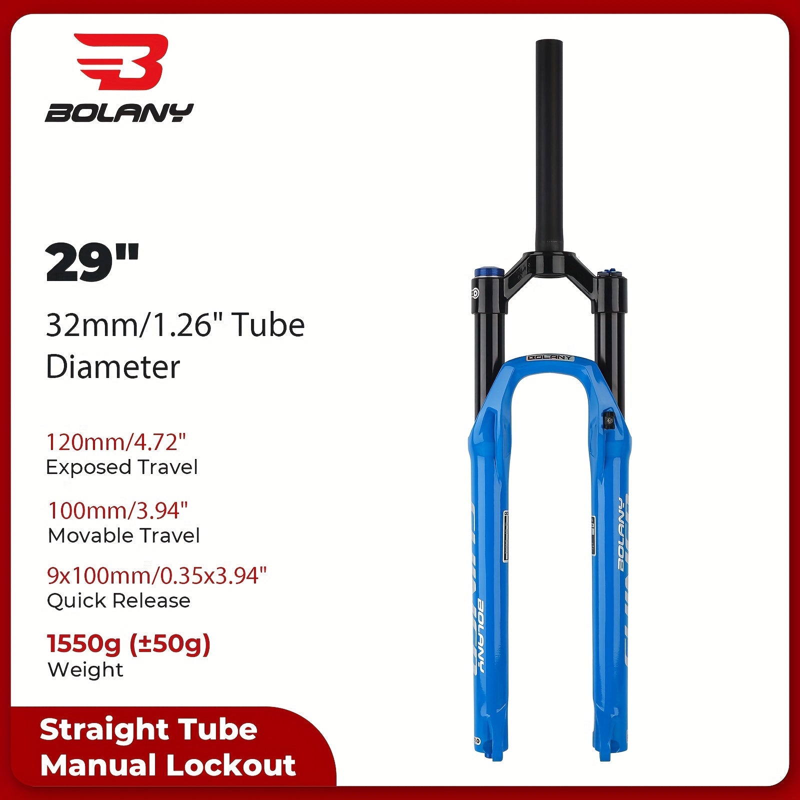 Mountain Bike Air Suspension Fork 120mm Travel Aluminum Alloy Black Universal Fit