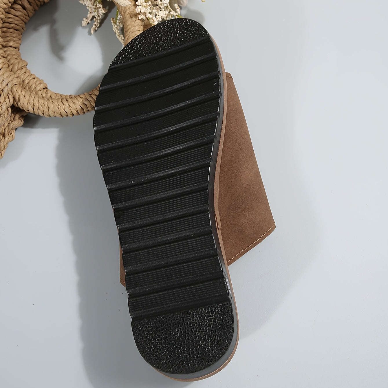 Women's Plus Size Faux Leather Slip-On Open-Toe Sandals Cushioned Sole