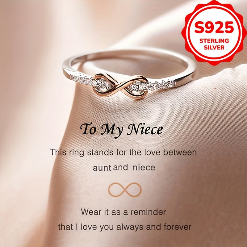 Sterling Silver Infinity Ring with Synthetic Zirconia Bohemian Wedding Jewelry