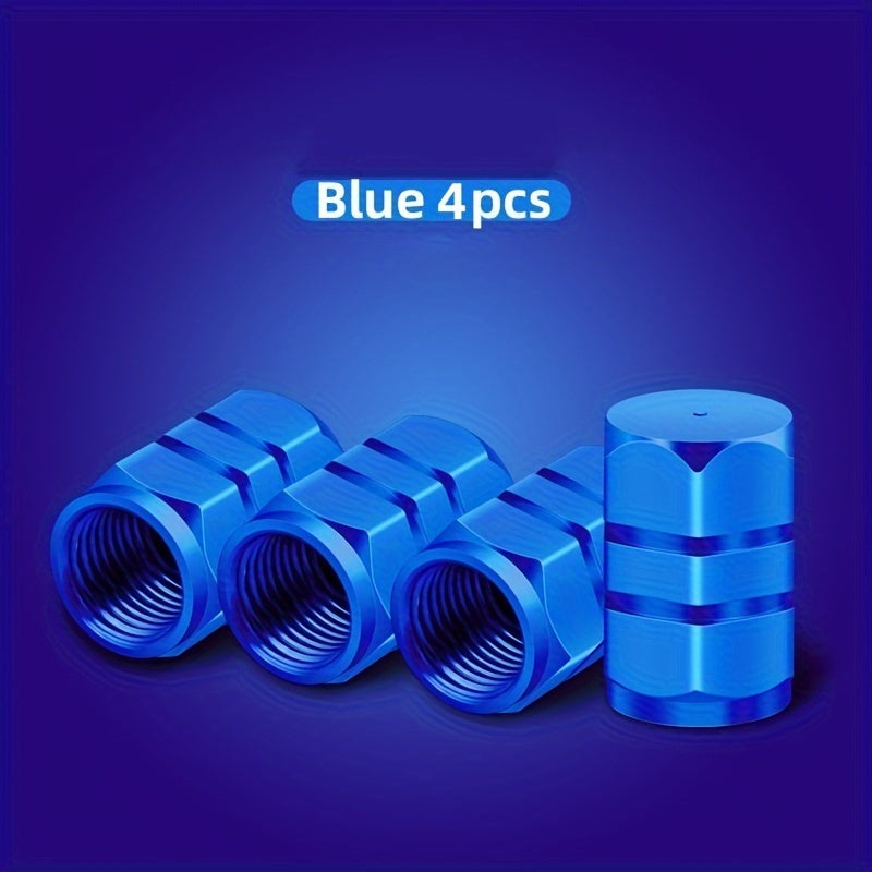 Set of 4 Aluminum Alloy Car Tire Valve Caps Dustproof for Vehicles