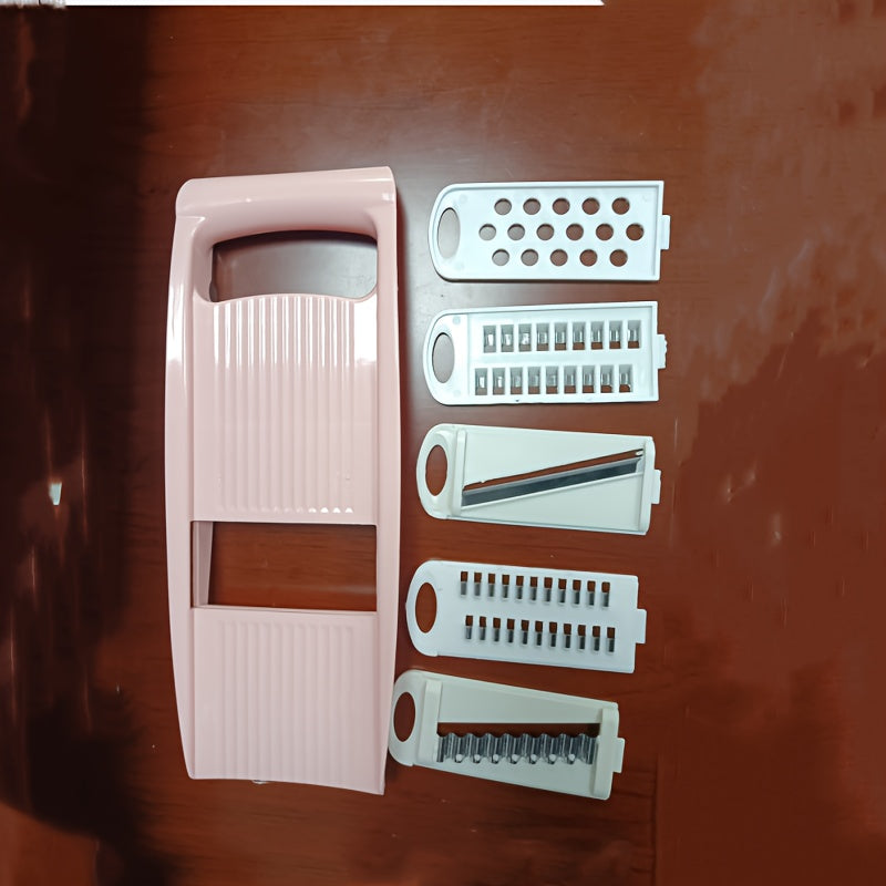 Manual vegetable slicer and grater set with interchangeable blades for slicing and grating