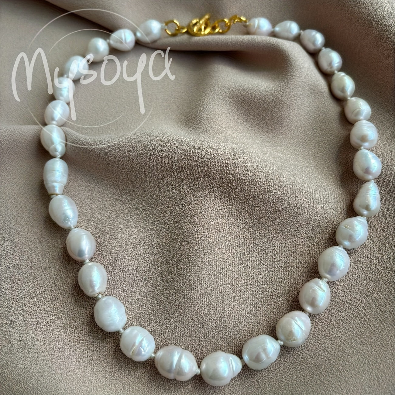 Handcrafted Baroque Pearl Necklace with 10-12mm Natural Freshwater Pearls Gift Box Jewelry