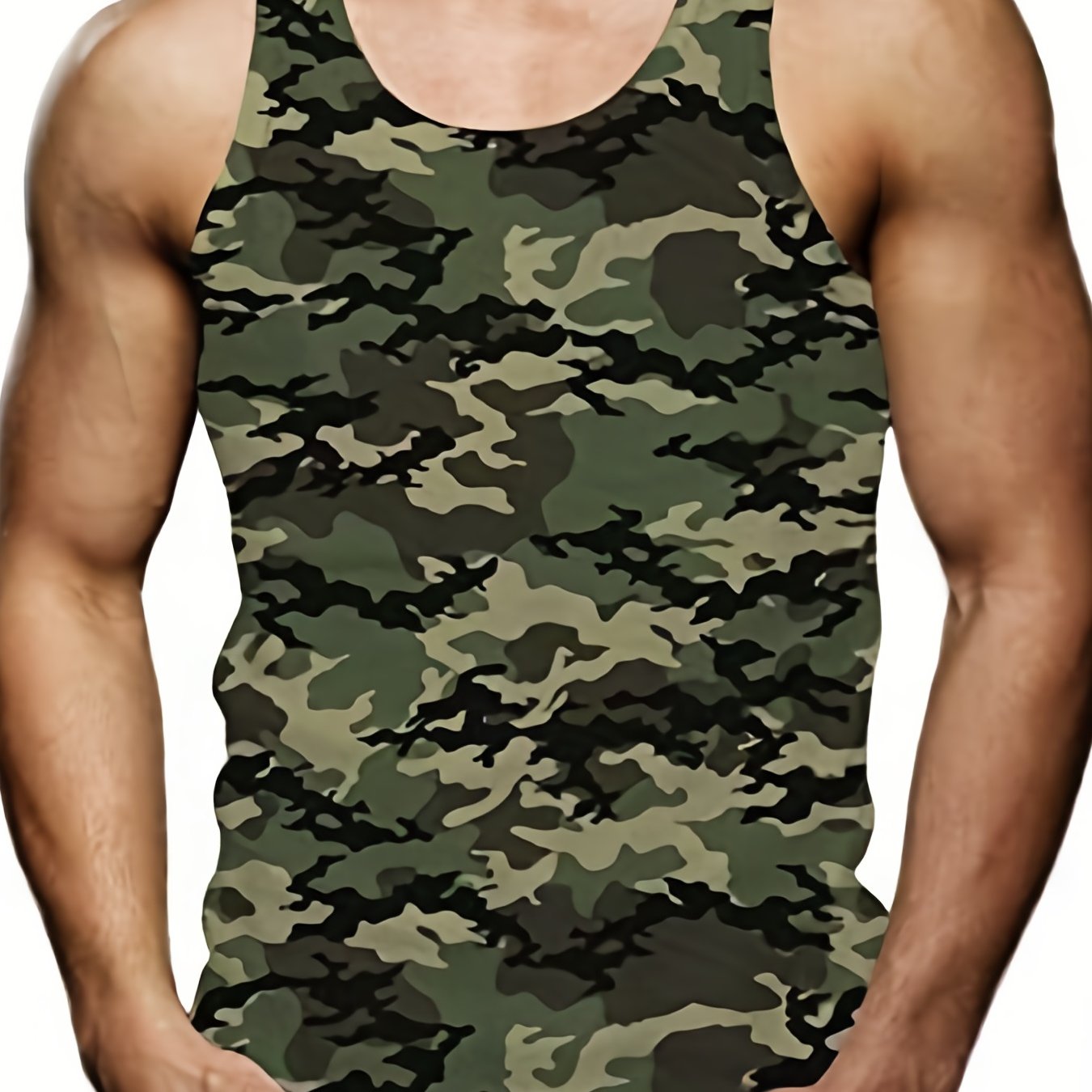 Men's Camo Tank Top for Bodybuilding and Summer Casual Plus Size