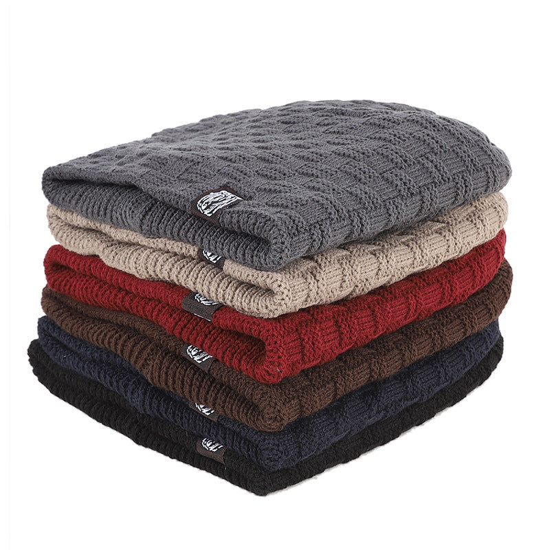 Men's Padded Knitted Cap Warm Winter Hat for Autumn and Cold Weather