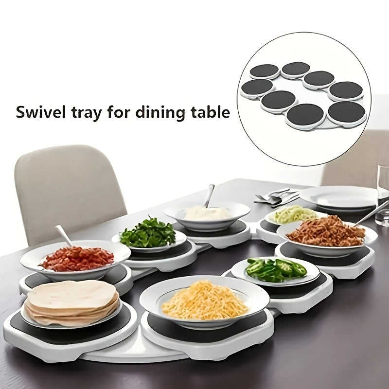 16-Piece Expandable Lazy Susan Turntable for Kitchen and Dining Rectangular Oval Tables