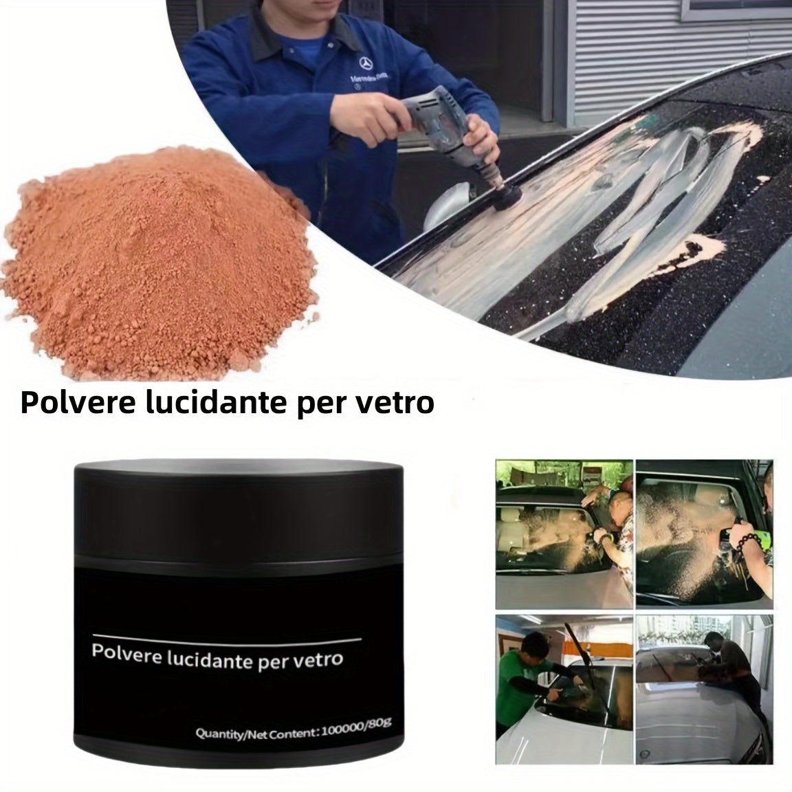 Polvo de pulido de cristales de coche, eliminación de arañazos, reparación de parabrisas, restaurador de faros
