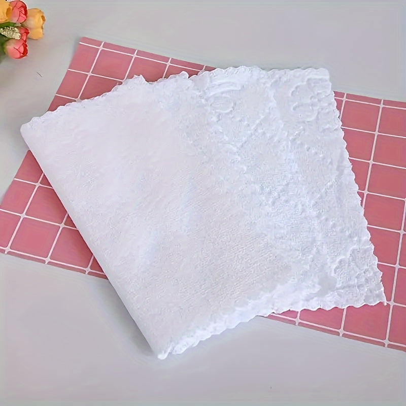300 White Microfiber Towels with Flower Embossed Washcloths for Cleaning and Bathroom