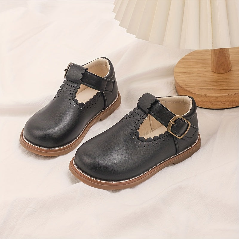 Girls' Mary Jane Shoes Low Top Solid PU Rubber Block Heel for Young Princesses