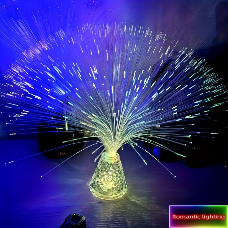 Fiber Optic Night Light with Color Changing Water Ripple Base for Bedroom Decor and Relaxation