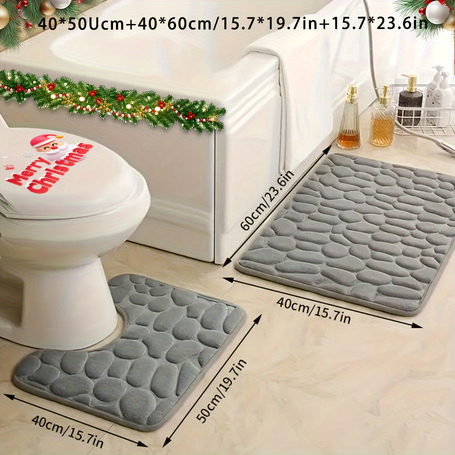 Memory Foam Bathroom Rug Set with Non-Slip Backing and Absorbent Mat for Shower Bathtub and Laundry Room
