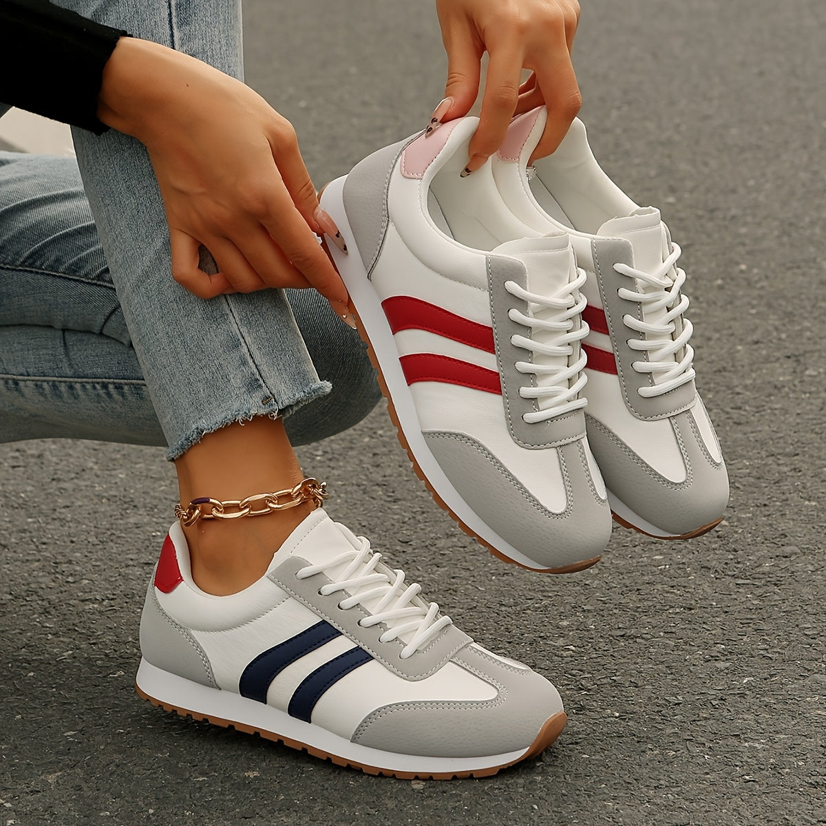 Women’s Breathable Canvas Casual Sneakers Low Top Lace-Up Walking Shoes