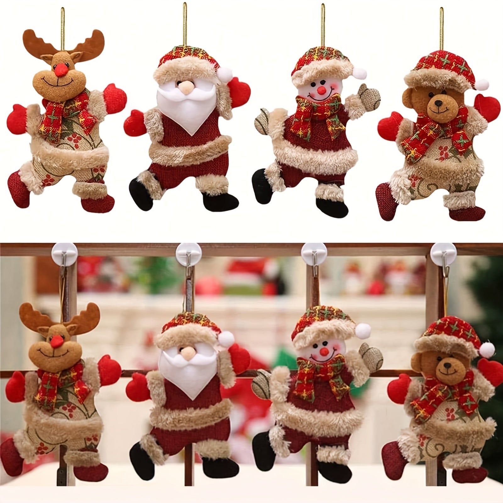 Set of 4 Christmas Hanging Ornaments Decorative Holiday Tree Decorations
