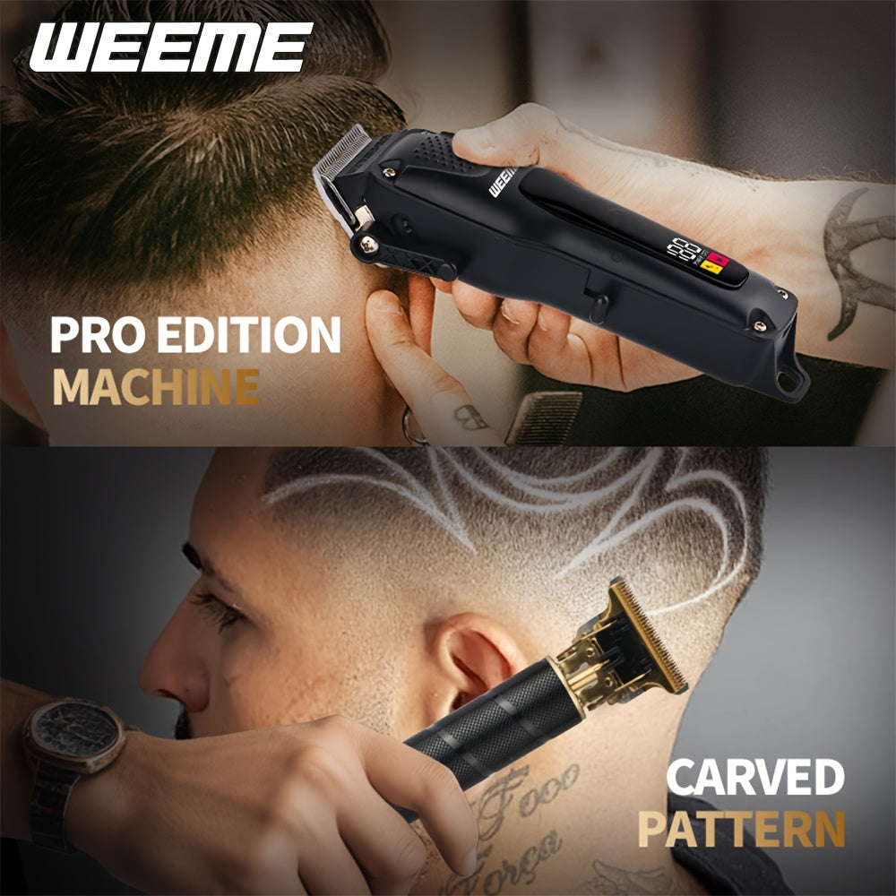 Набор для стрижки волос с USB-зарядкой 3-в-1 с ЖК-дисплеем индикатора заряда, точным триммером и бритвой для мужчин