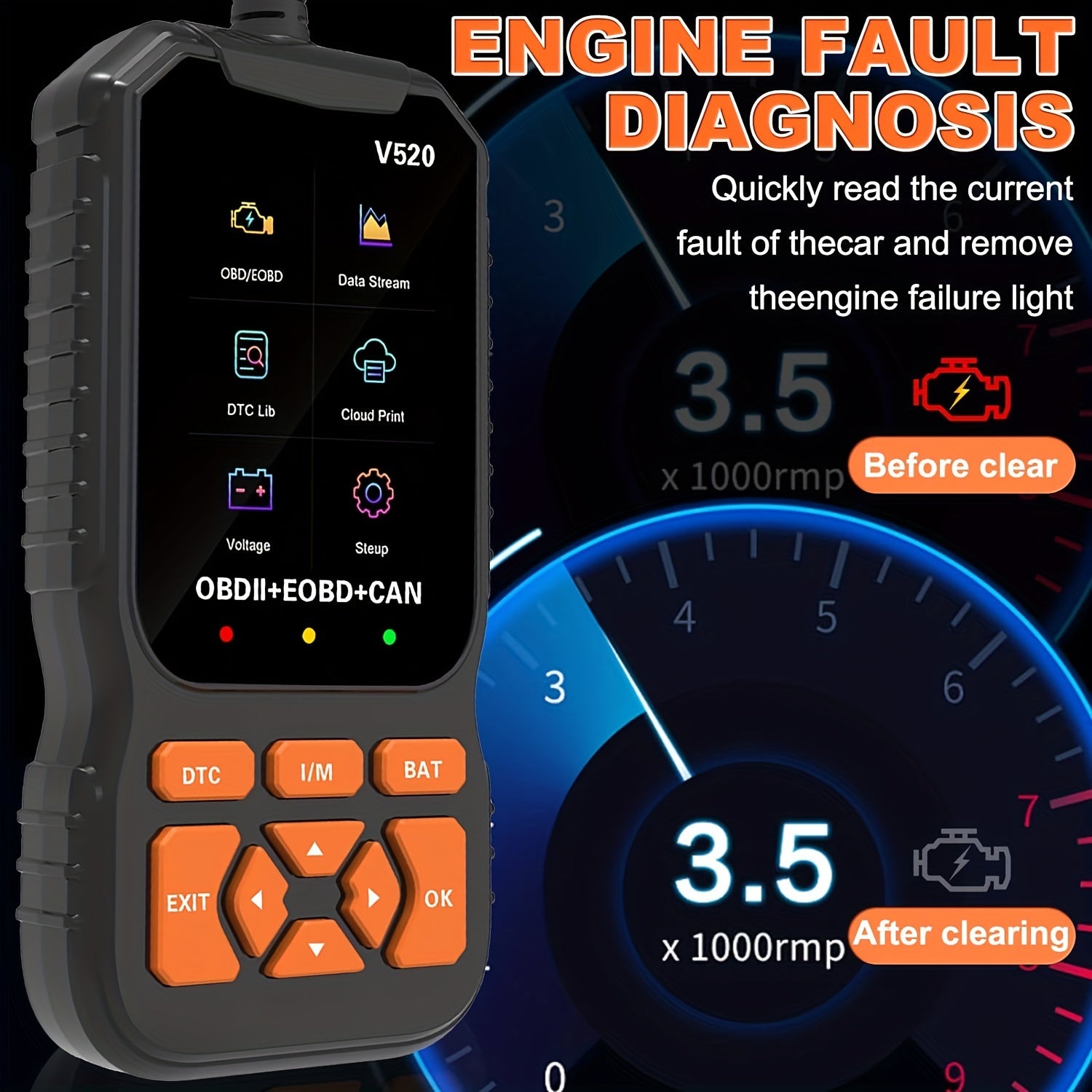 Professional OBD2 Scanner Check Engine Light Diagnostic Tool with Color Screen