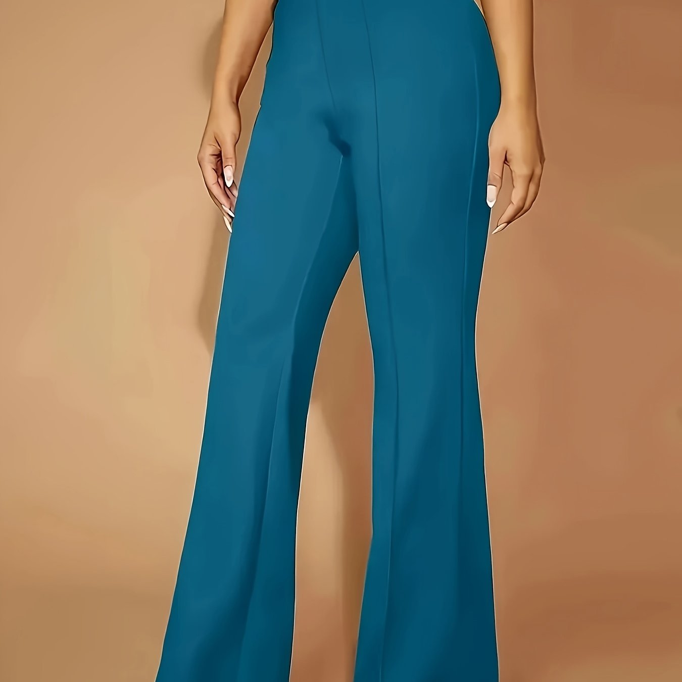 Women's Knit High-Waisted Slim Fit Pants Stretchy All-Season Casual