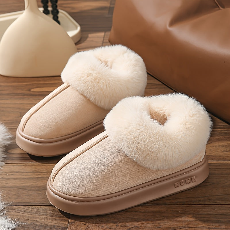 Women's Solid Color Home Shoes Comfortable Non-Slip Warm Indoor Slippers