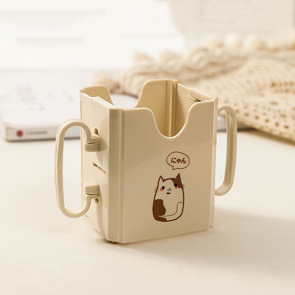 Cat Design Milk Carton Holder Spill-Proof Polycarbonate Drink Support