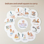 Set de 13 tarjetas de hitos para bebés para fotos mensuales y seguimiento del crecimiento con diseño adorable de oso