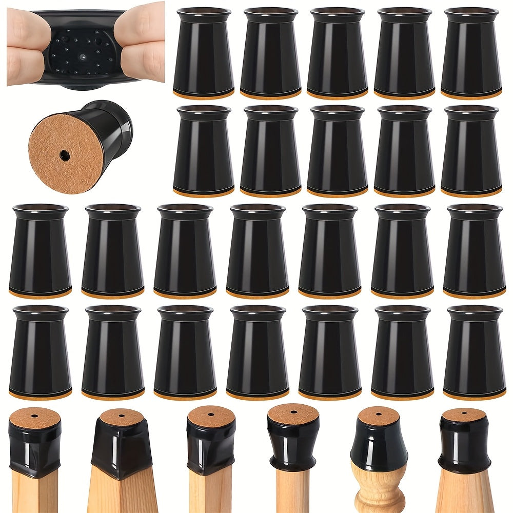 20pcs Furniture Leg Covers for Round and Square Legs Non-Slip Floor Protection Black Transparent