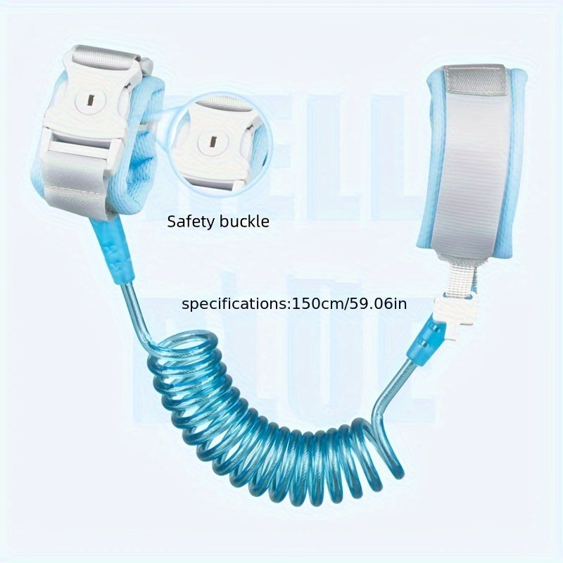 Children's Safety Wristband with Reflective Material and Induction Lock Blue Polyester
