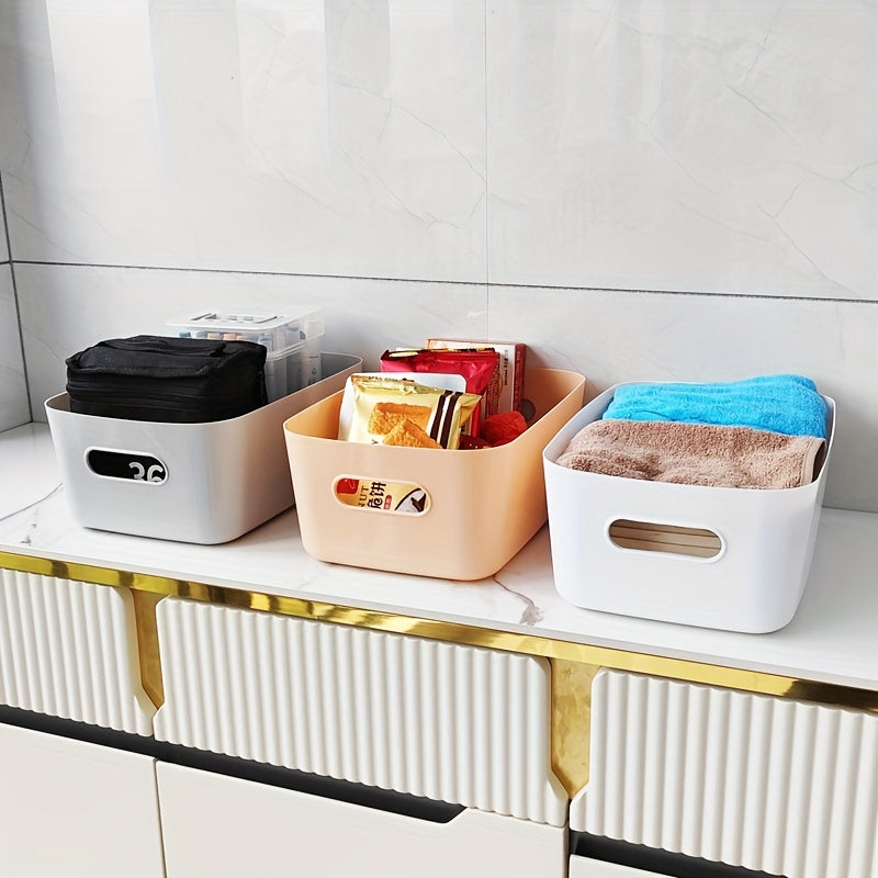 Large Plastic Storage Basket for Cosmetics and Sundries with Multiple Compartments