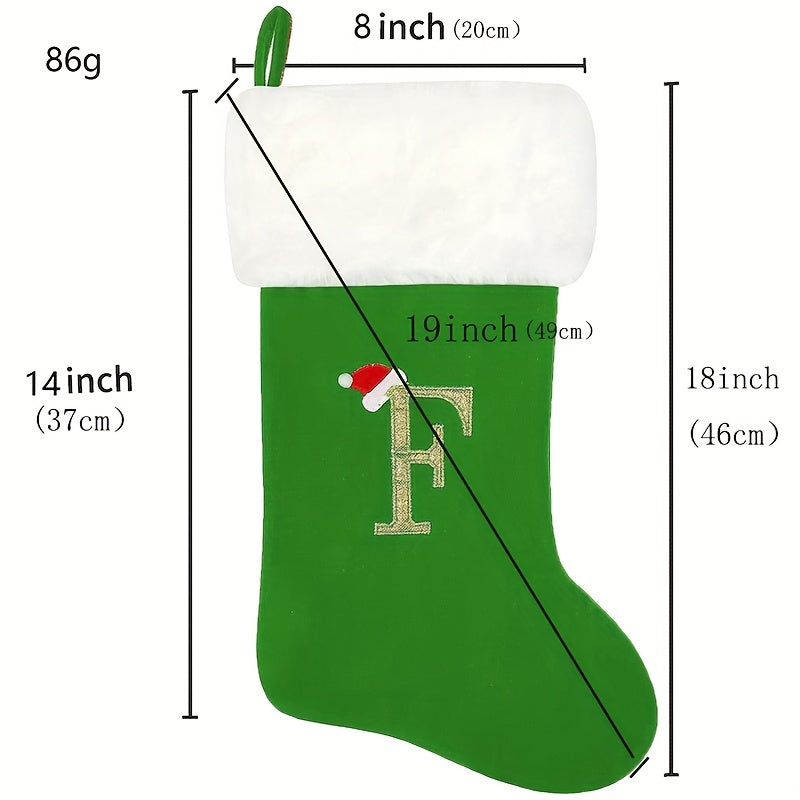 Red Velvet Christmas Stocking with White Cuff Embroidered Holiday Decor