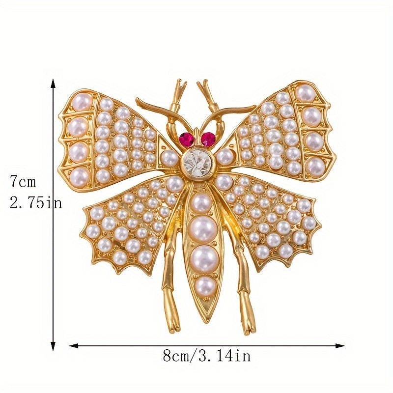 Vintage asalari shaklidagi broshka, soxta marvaridlar va rhinestones bilan, ayollar kiyimlari, yelkalari, liboslar, palto, sviterlar va aksessuarlar uchun mukammal.