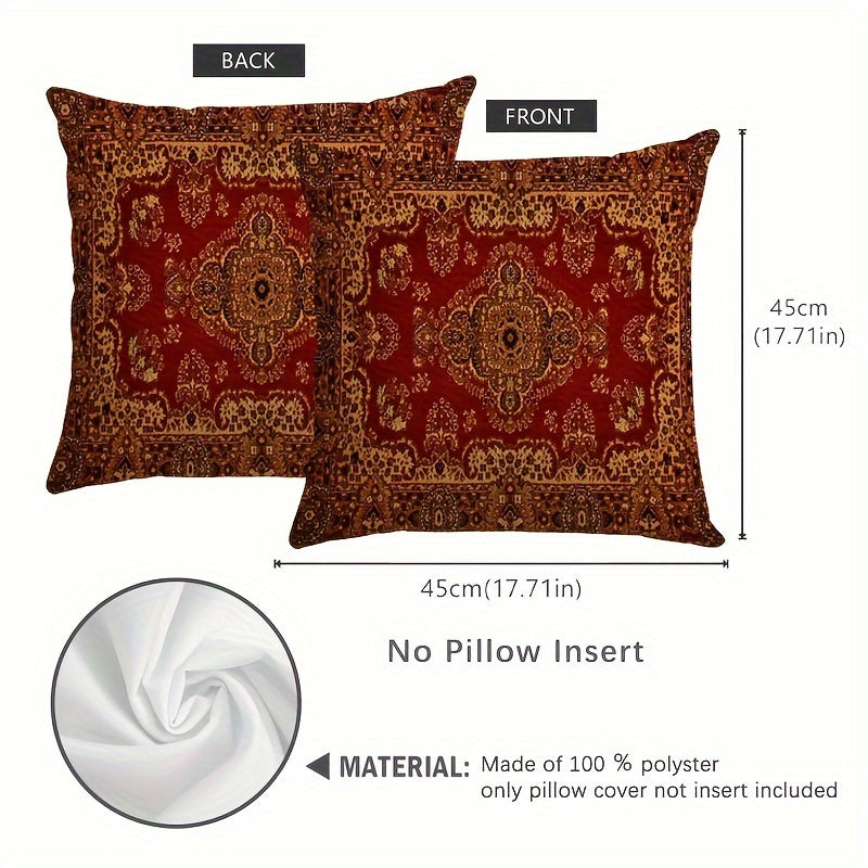 Bohemian Throw Pillow Cover Double-Sided Decorative Cushion Case 44.96x44.96 cm Polyester Zipper Closure