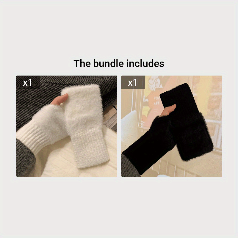 Ayollar uchun to'liq rangli barmoqsiz qo'lqoplar, yumshoq bo'lakli to'qimachilik, issiq qishki, kuzgi