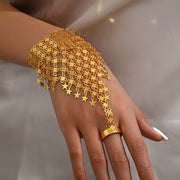 Gold-Plated Star Ring and Bracelet Set Vintage Charm Jewelry for Women