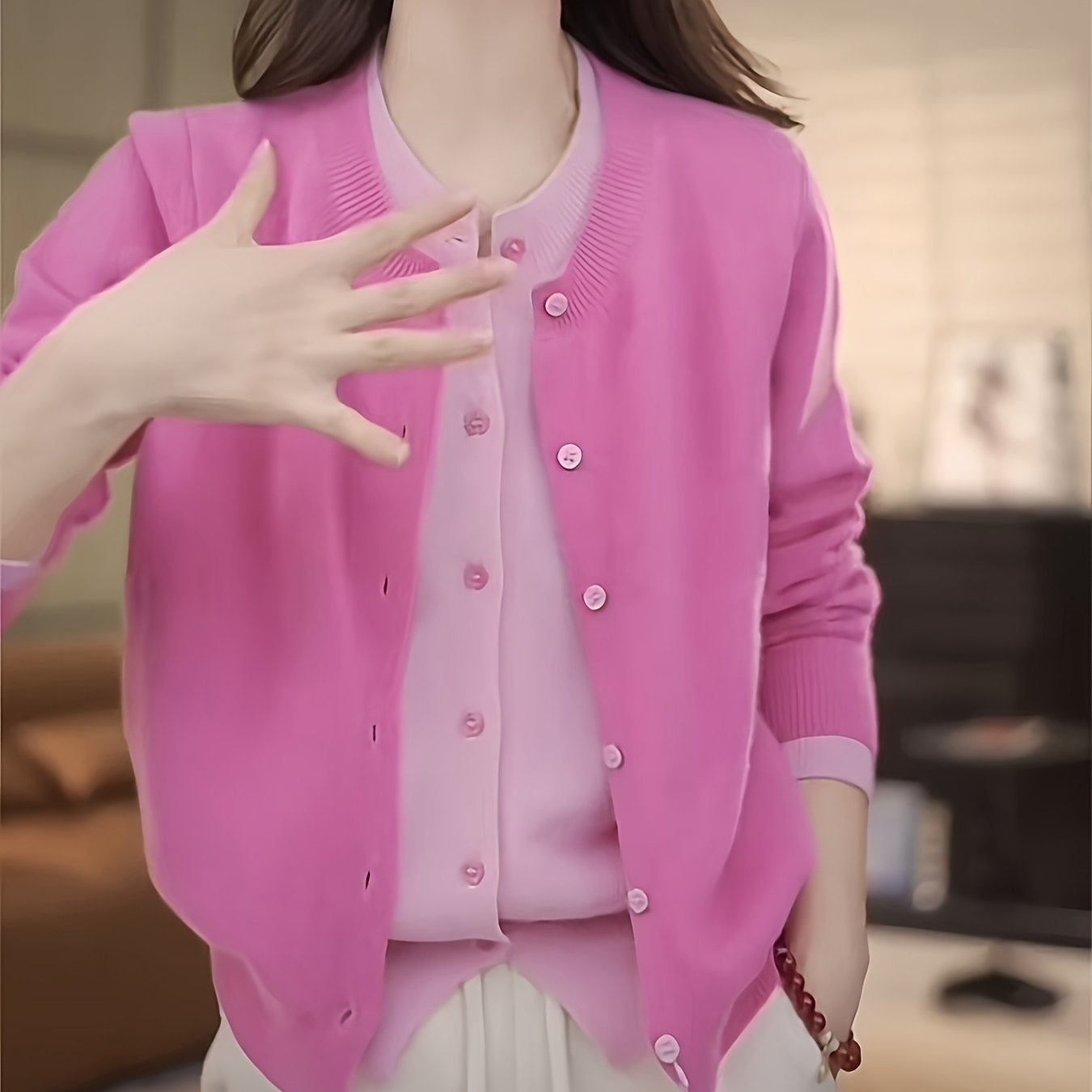 Plus Size Women's Sweater Two-Piece Color Block Round Neck Long Sleeve