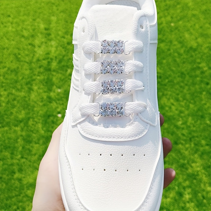 Women Silver Rhinestone Shoe Clips 4-Pack for Boots and Sneakers