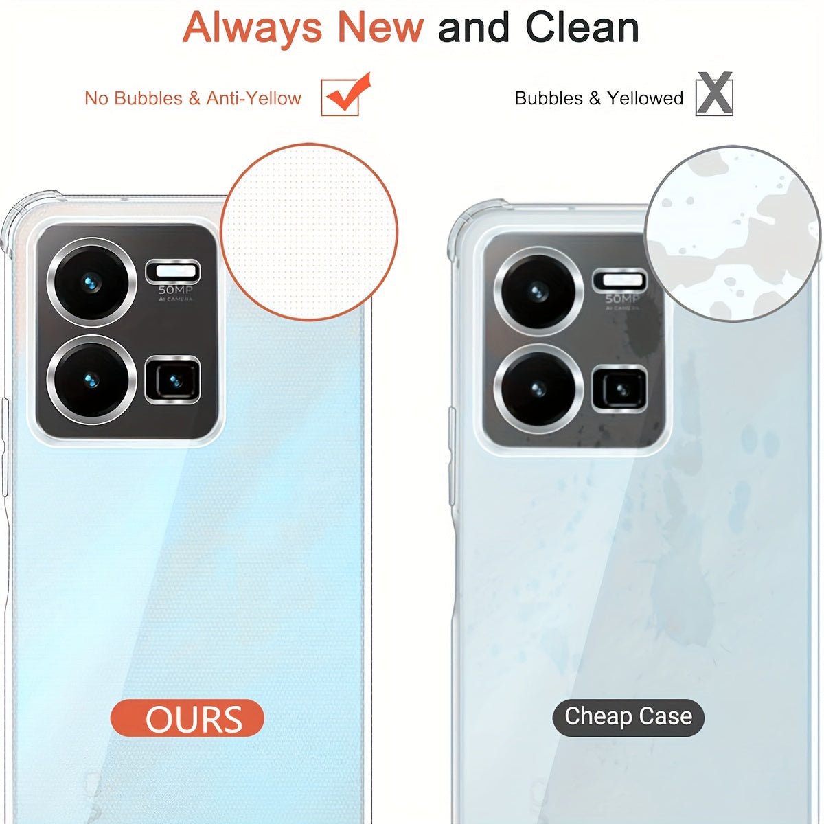 Clear Shockproof Bumper Phone Case for VIVO with Four Corner Airbags Transparent TPU Cover