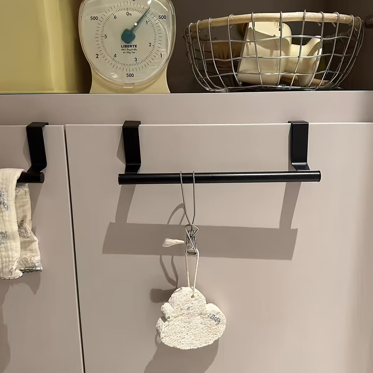 Stainless Steel Over-the-Door Towel Bar Bathroom Kitchen Organizer No Drilling