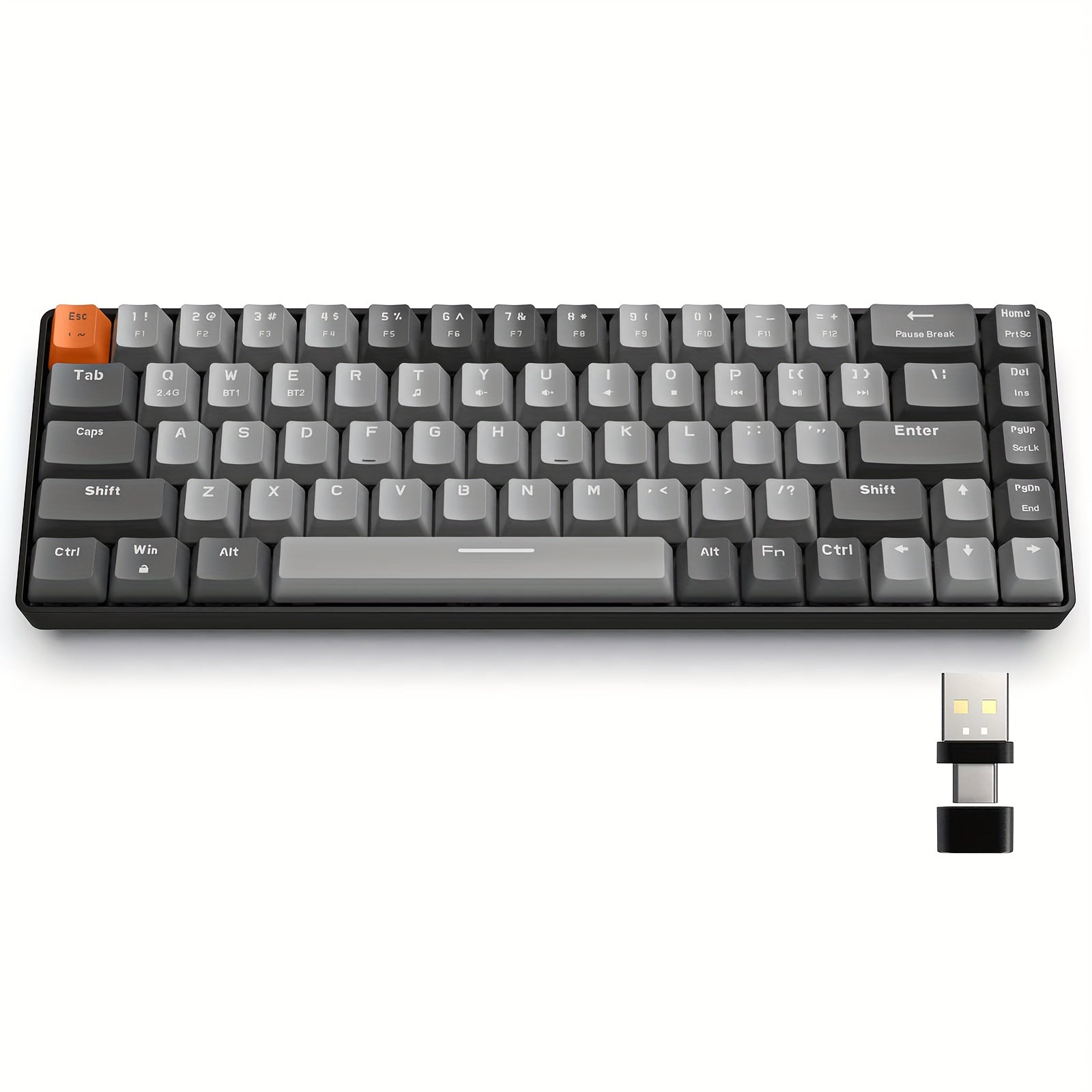 Wireless Mechanical Keyboard 60% Hot Swappable Bluetooth 5.0 2.4GHz for PC Mac Xbox Smartphone