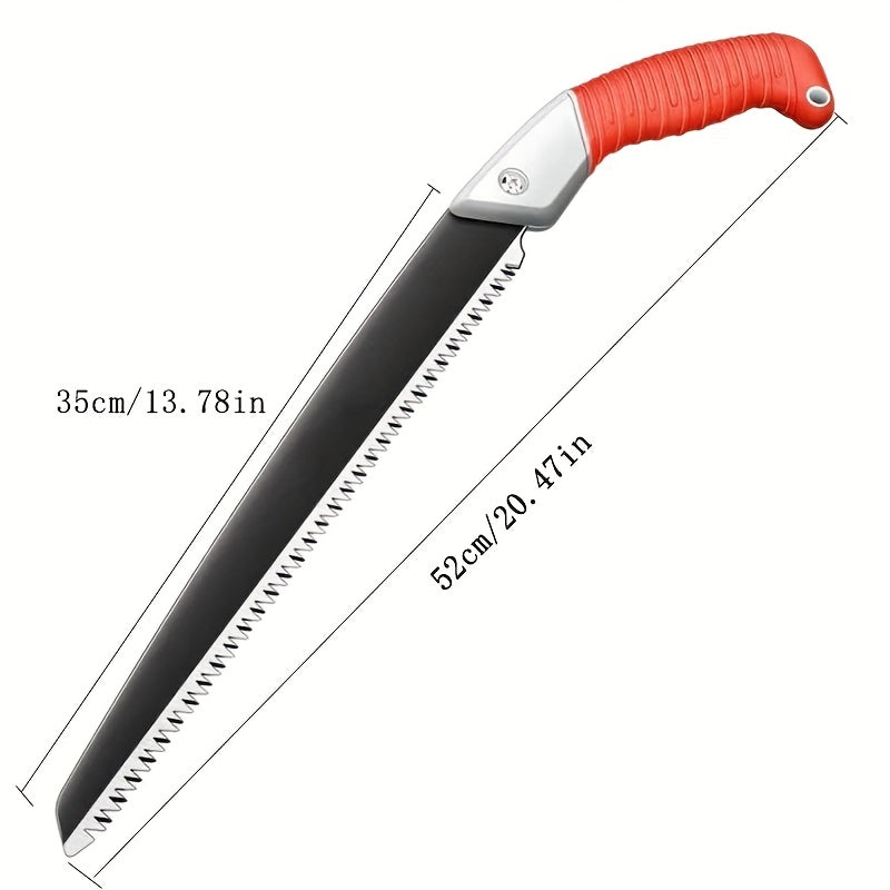 Manganese Steel Pruning Saw with Red Handle for Gardening and Tree Trimming