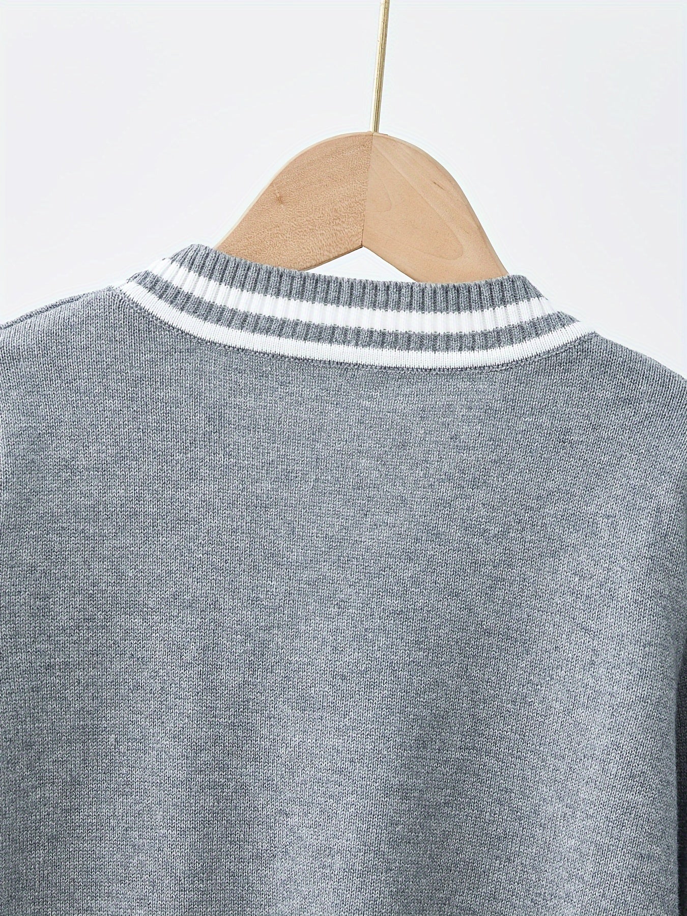 Детский вязаный кардиган с черно-белой полоской из хлопка с V-образным вырезом для мальчиков и девочек весна-осень