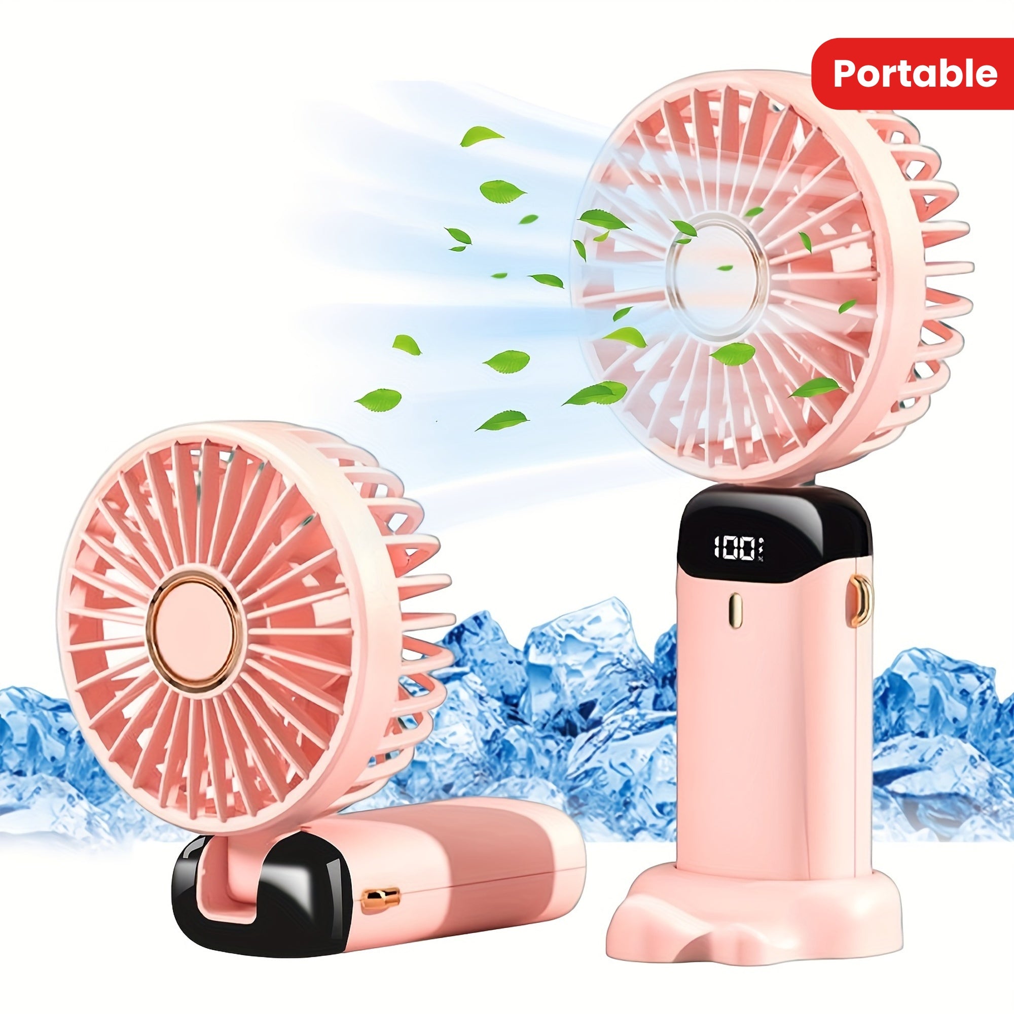 Portable Handheld Fan with LED Display Rechargeable Quiet USB Mini Fan for Indoor Outdoor Use