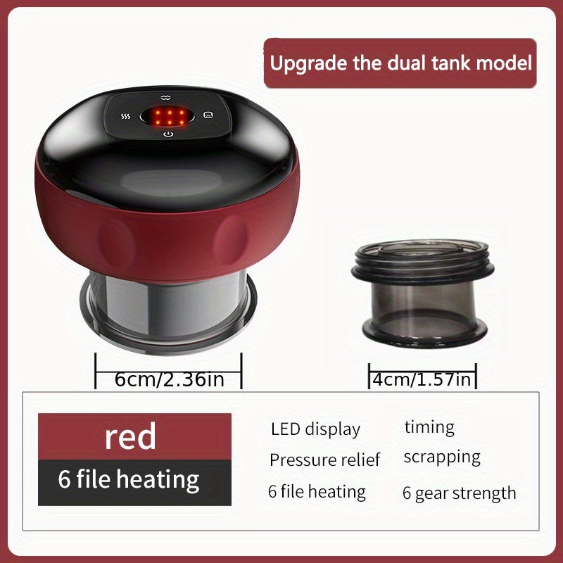 Ikkita qizdirish, qirqish va nafas terapiyasi uchun 6/12 darajadagi elektr massaj asbobi.