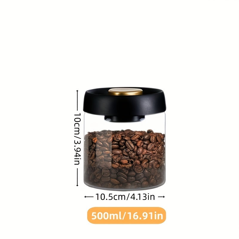 Glass Storage Jar With Pressure Pump For Coffee Beans Tea Nuts Grains